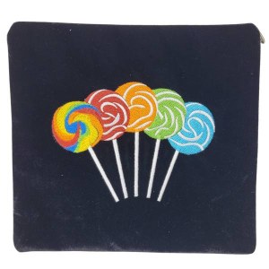 Picture of Tallis Bag Black Velvet Large Size Lolly Pop Design 12"